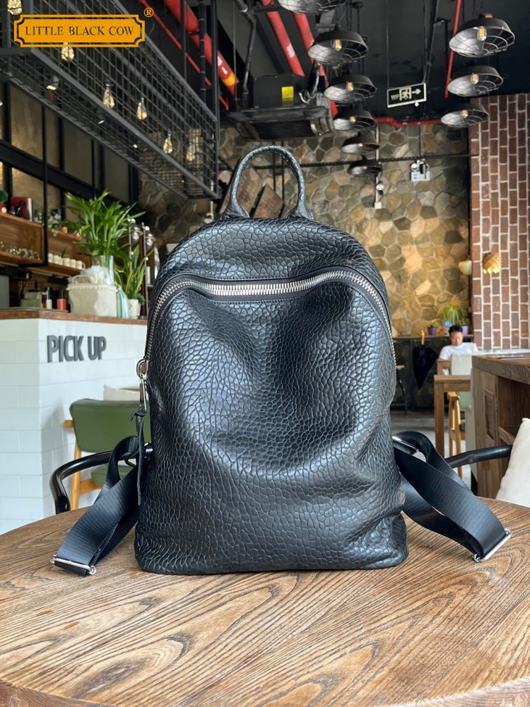 Genuine Leather Backpack - ソフト天然羊皮カジュアルバックパックユニセックスジップオフィスワーク多用途本革バックパック男性韓国スタイル原宿バッグ