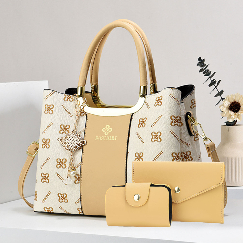 Luxury Zipper Bags - ライトラグジュアリー高級プリントハンドバッグ（女性用）、3ピースレディースバッグセット、通勤や日常レジャーに最適な多機能女性用バッグ
