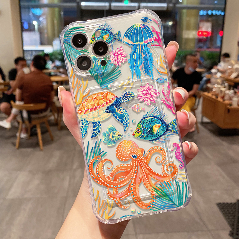 Luxury Bags In Store - 海洋動物カードホルダー付き財布型スマホケース iPhone 16 17 Pro Max
