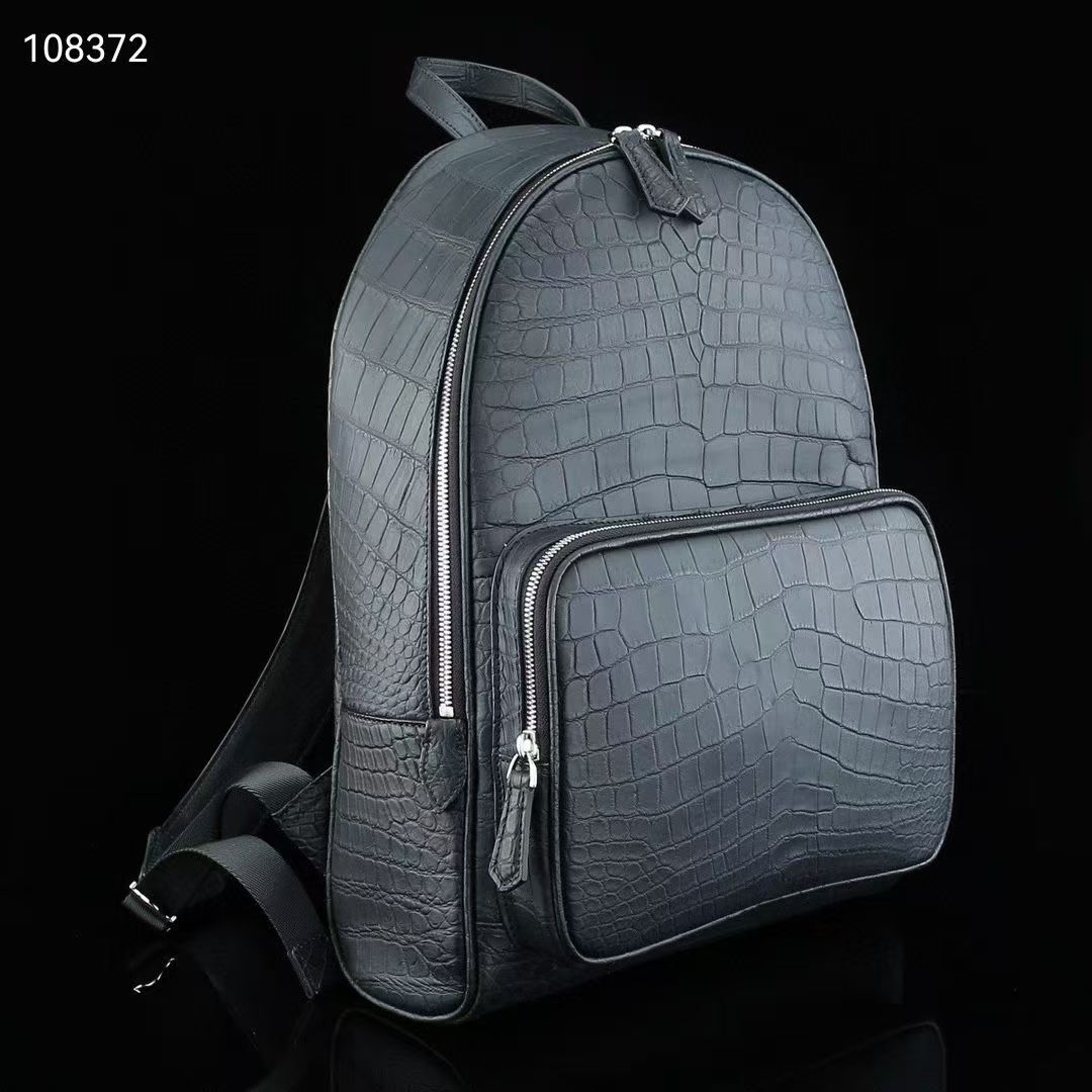 Luxury Bags Level - 高級品質トップレベル本物のワニ皮バックパックバッグレジャーファッション牛皮裏地 14 インチサイズステンレスバックル