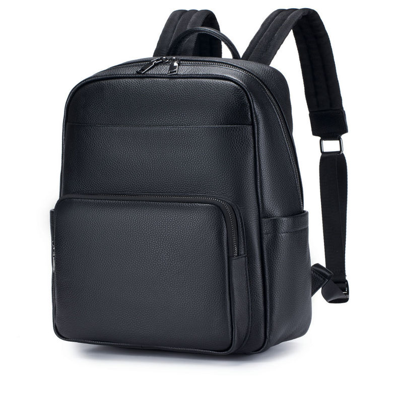 Genuine Leather Backpack - トップレイヤー牛革ダブルショルダーバッグソフトレザーカジュアルメンズバッグファッショナブルな多機能バックパックアウトドアバイクバッグ