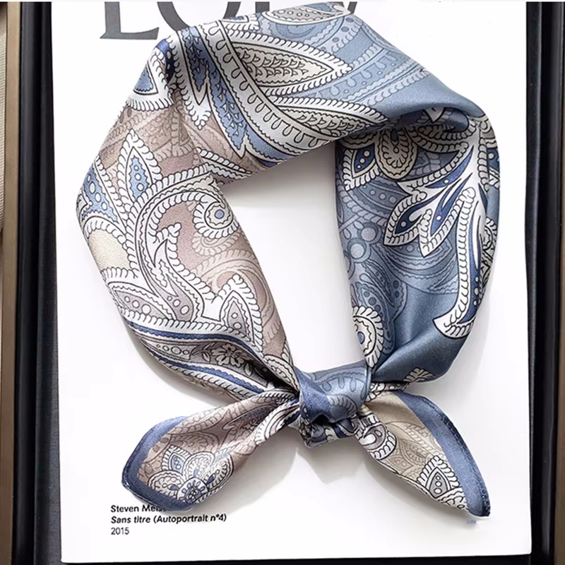 Luxury Bags For Summer - 女性用70×70cm正方形シルクスカーフ/スカーフ 高級ラップ 2025 ヘアタイ バンド バッグ