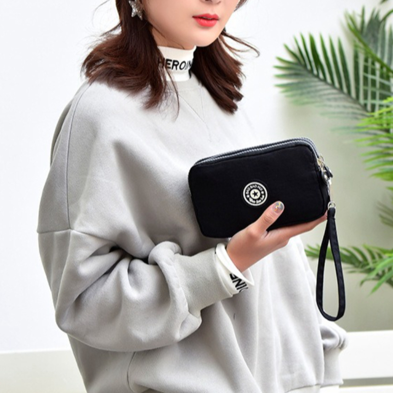 Wristlet Wallet Zipper - スタイリッシュな花柄プリントのマルチジッパーウォレット、女性の日常必需品やカジュアルな外出に最適なコンパクトなリストレットクラッチバッグ、小銭入れ
