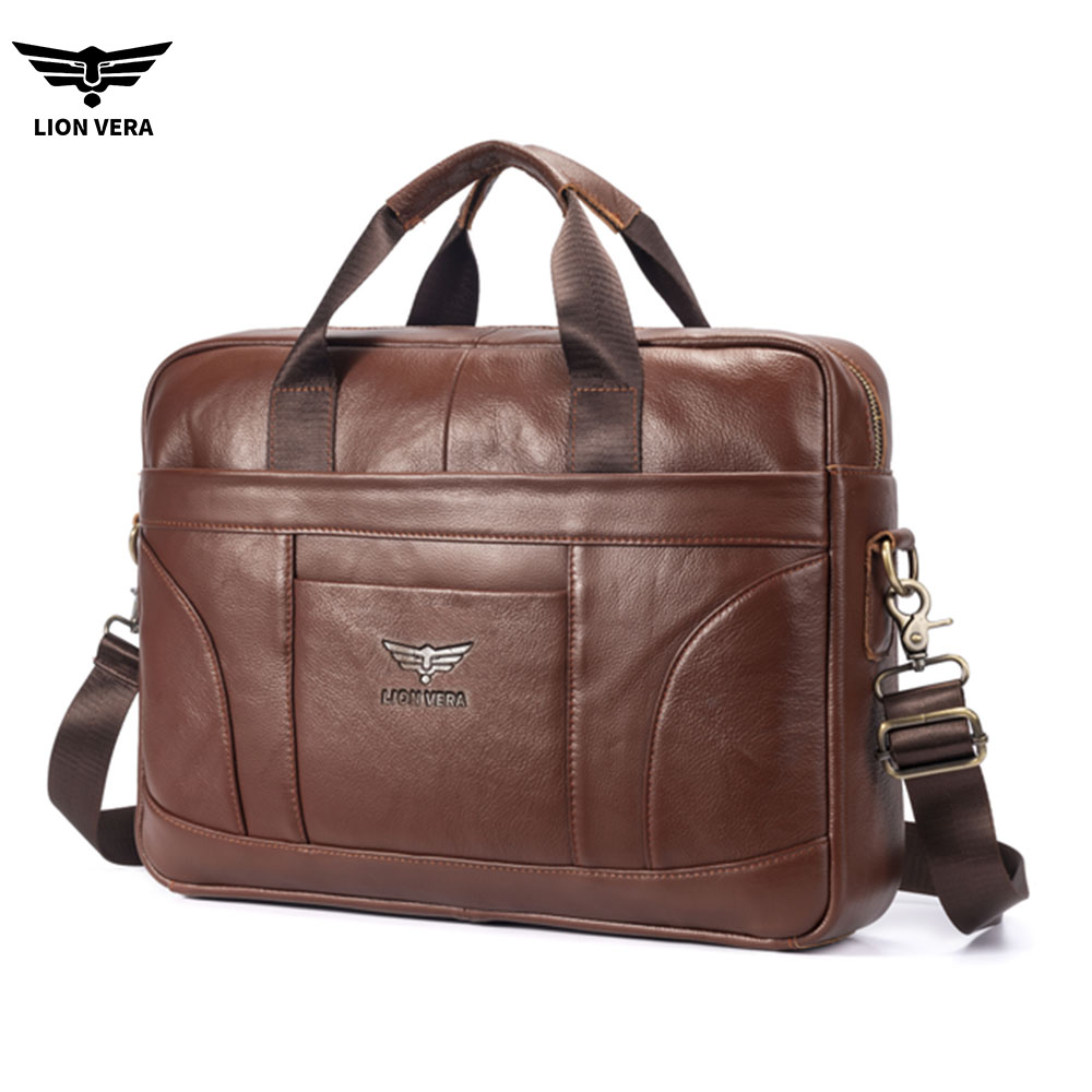 Luxury Bags That Fit Laptop - ライオンベラ本革ビジネスブリーフケースブラック 15.6 インチオフィスコンピュータバッグ男性用高級ハンドバッグラップトップブリーフケースバッグ