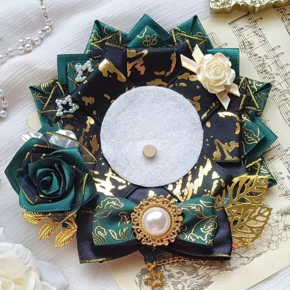 Luxury Bags Green - 緑のリボンバッジロゼット,豪華なitaBagアクセサリー,itaBag装飾,二次要素コスプレ蝶ネクタイ