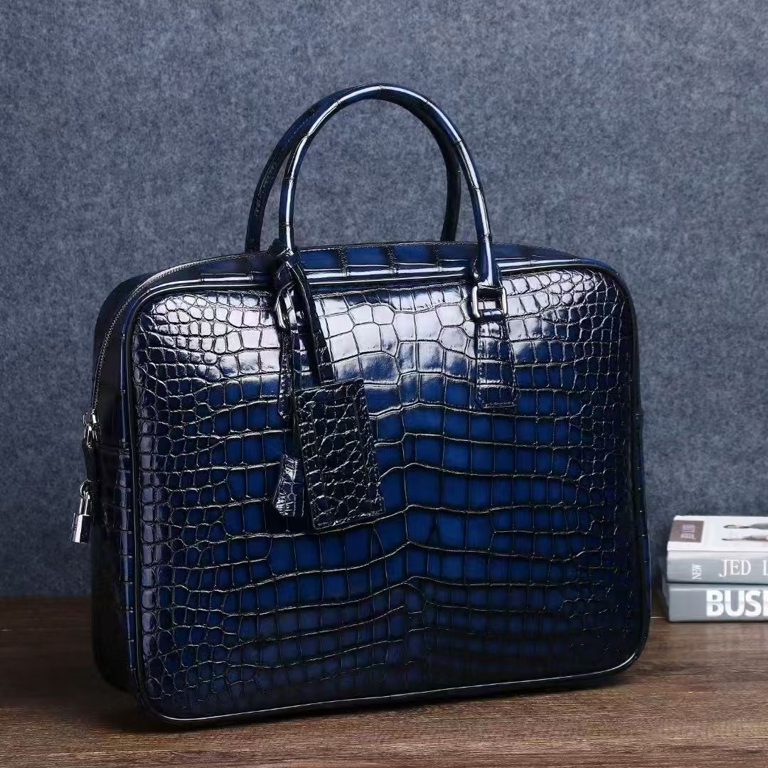 Luxury Bags That Fit Laptop - 2025 新しい高級ワニ柄本革ビジネスメンズブリーフケース男性ショルダーバッグ男性メッセンジャーラップトップコンピュータバッグ