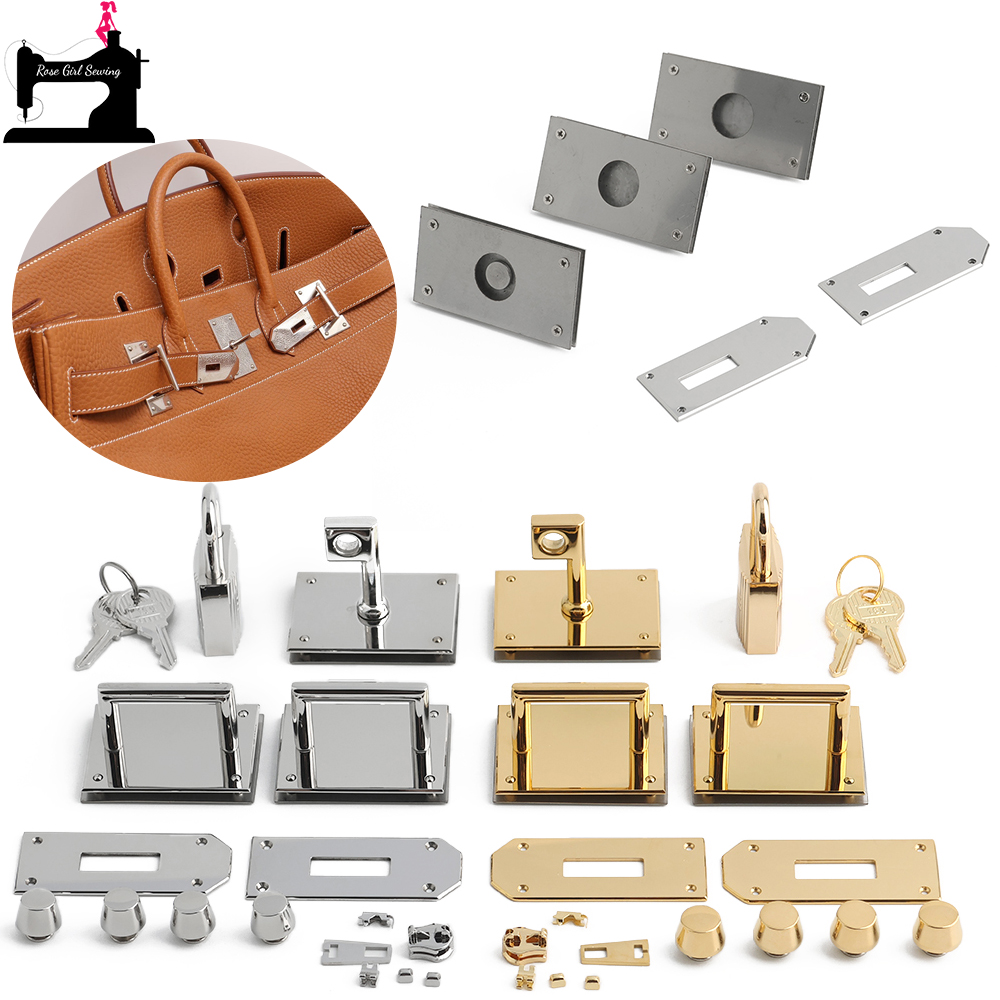 Luxury Bags Repair - 1/2/5セットプレミアムステンレススチールバッグロックセット高級金属製ハードウェア南京錠（キー付き）ハンドバッグバックパック修理アクセサリー用