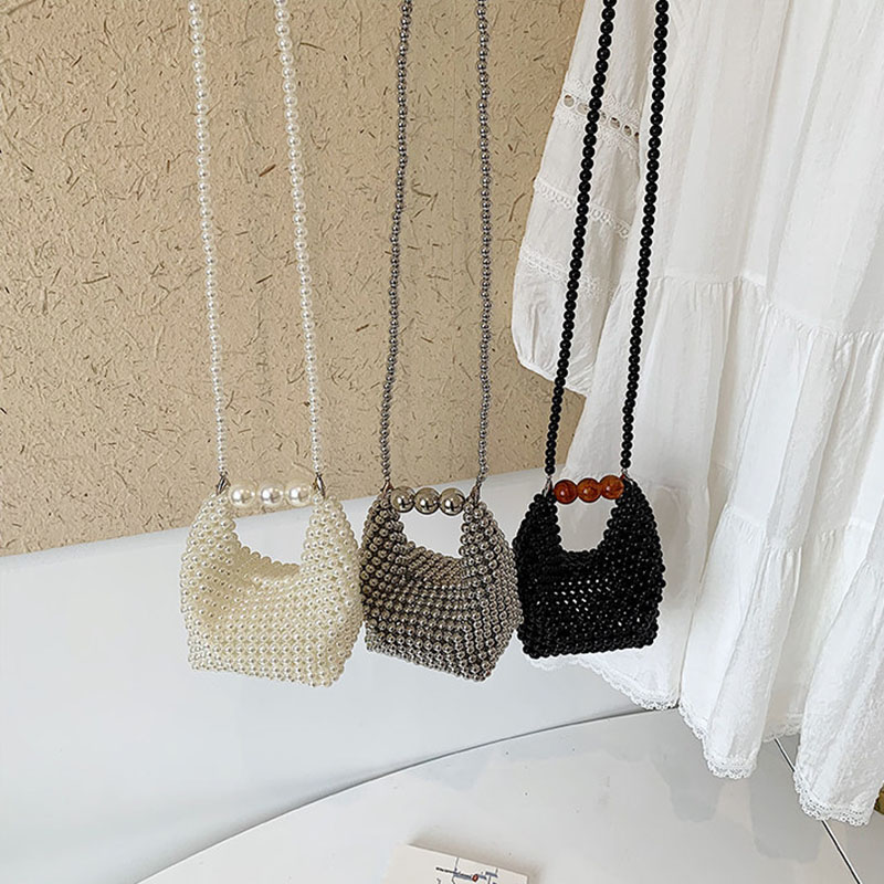 Luxury Bags For Summer - 女性のビーズ織りミニクロスボディバッグ夏の新しいカジュアルファッショナブルでエレガントな中空女性の高級デザインハンドバッグ