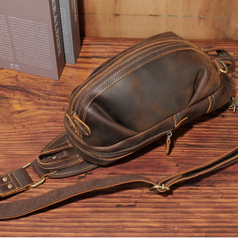 Genuine Leather Backpack - 男性用本革ショルダーバッグ,多機能ショルダーバッグ,アウトドアスポーツ用バックパック,高級ファッションデザイン