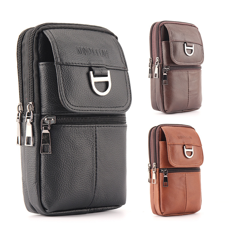 Genuine Leather Backpack - メンズレザーウエストバッグ - 大容量携帯電話ベルトバッグ - アウトドアワークバックパック、スポーツハイキングバッグ、ポータブルクロスボディバッグ