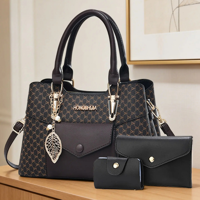 高級感のある質感の大型通勤用トートバッグ、カラーブロックデザ - Luxury Zipper Bags のレビューと価格