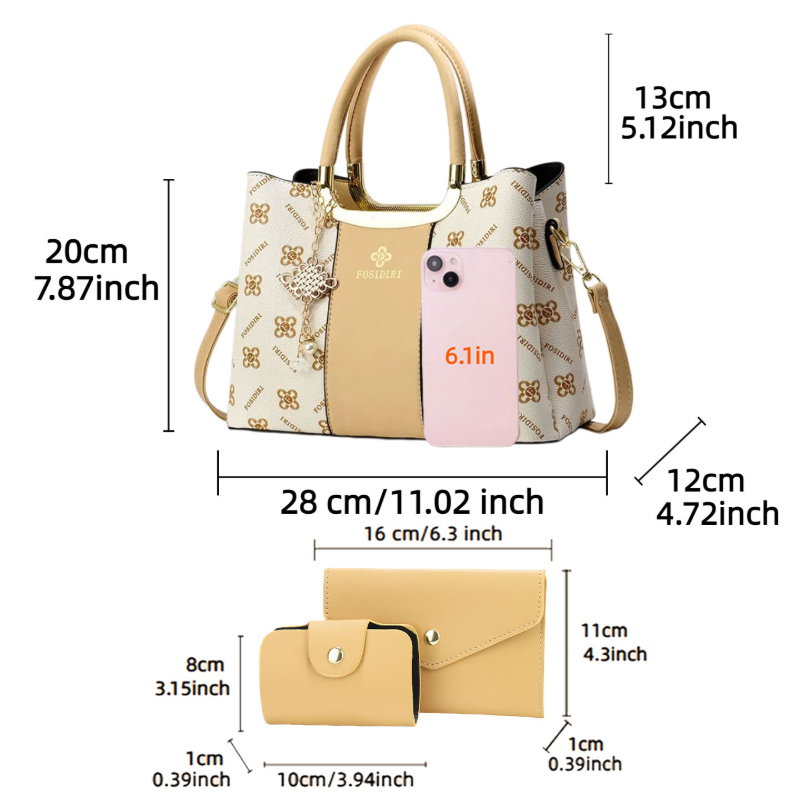 ライトラグジュアリー高級プリントハンドバッグ（女性用）、3ピ - Luxury Zipper Bags のレビューと価格