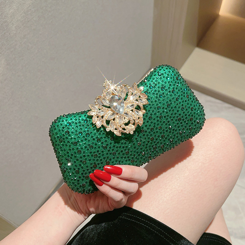 2026 新しい高級グリーンクラッチバッグダイヤモンド象嵌女 - Luxury Bags Green のレビューと価格