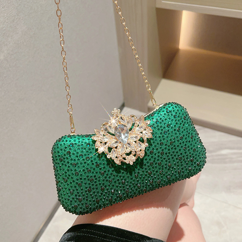 2026 新しい高級グリーンクラッチバッグダイヤモンド象嵌女 - Luxury Bags Green のレビューと価格