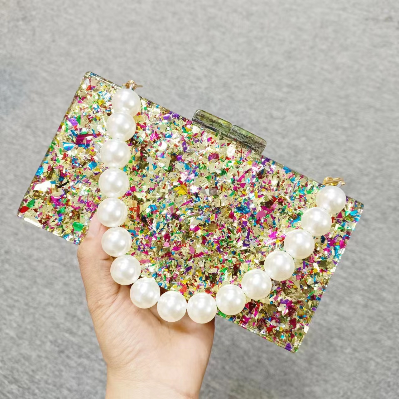 高級アクリルビーズクラッチバッグ女性の結婚式ブライダルイブニ - Luxury Bags Green のレビューと価格
