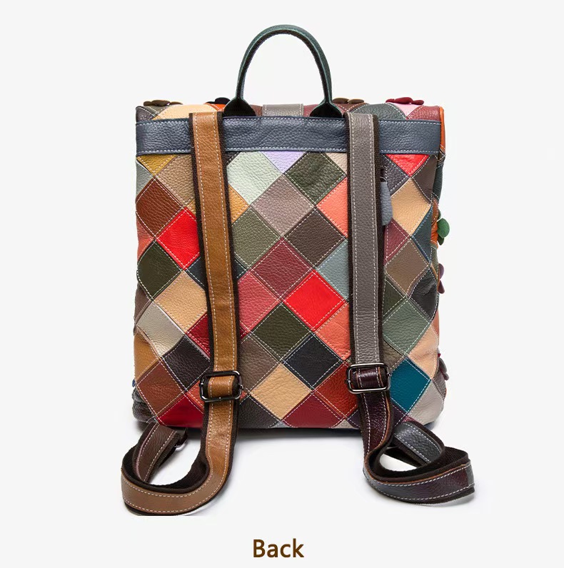 ヴィンテージ女性本革バックパックフラワーリアル牛革ショルダー - Genuine Leather Backpack のレビューと価格