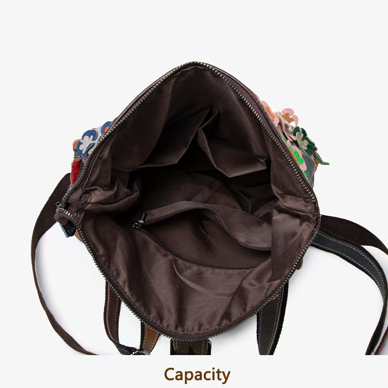 ヴィンテージ女性本革バックパックフラワーリアル牛革ショルダー - Genuine Leather Backpack のレビューと価格