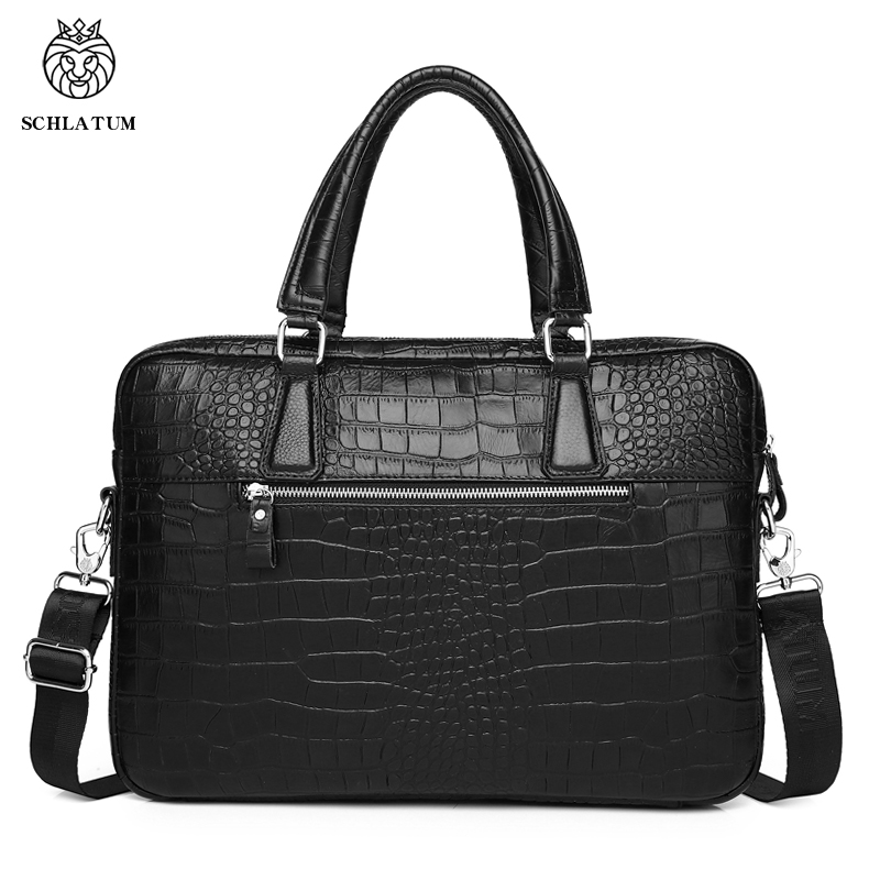 SCHLATUM 本革ワニグレインブリーフケースハード男性の - Luxury Bags That Fit Laptop のレビューと価格