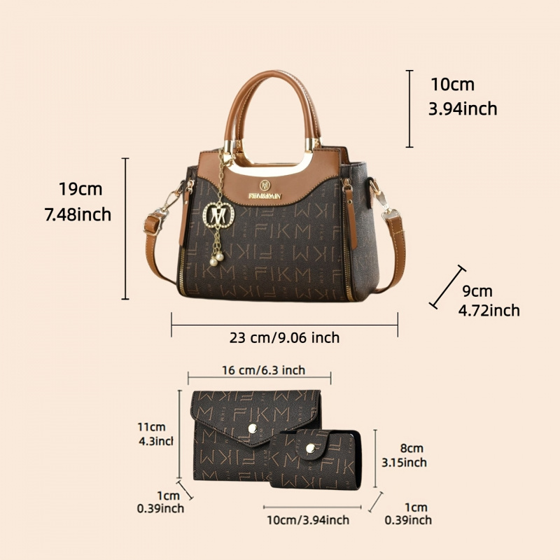 3点セットの高級感のあるプリントレターバッグ、プレミアムでお - Luxury Zipper Bags のレビューと価格