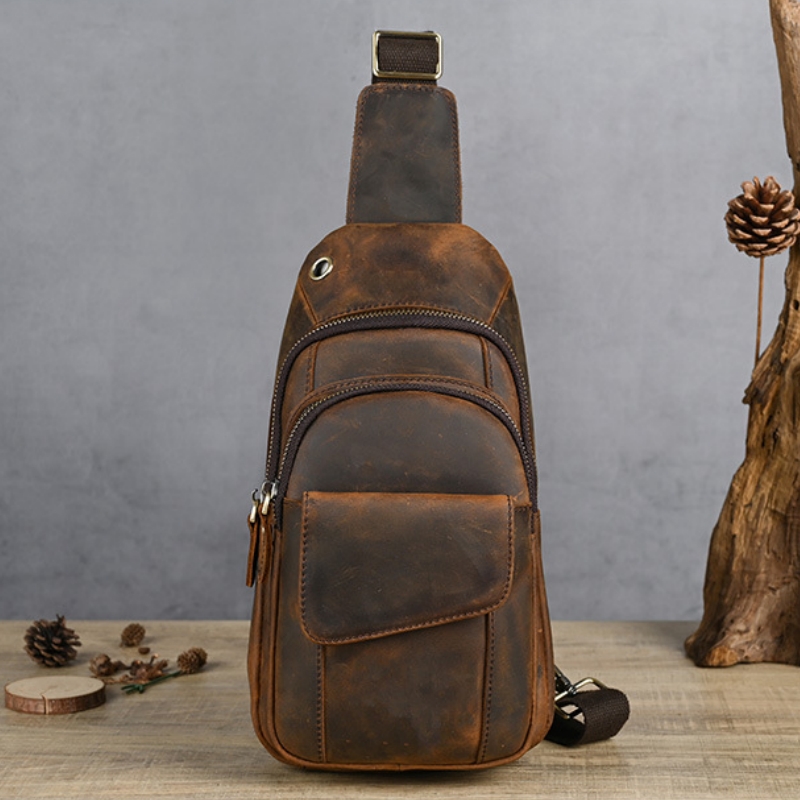 デザイナー高級多機能男性チェストバッグ大容量アウトドア男性ス - Genuine Leather Backpack のレビューと価格