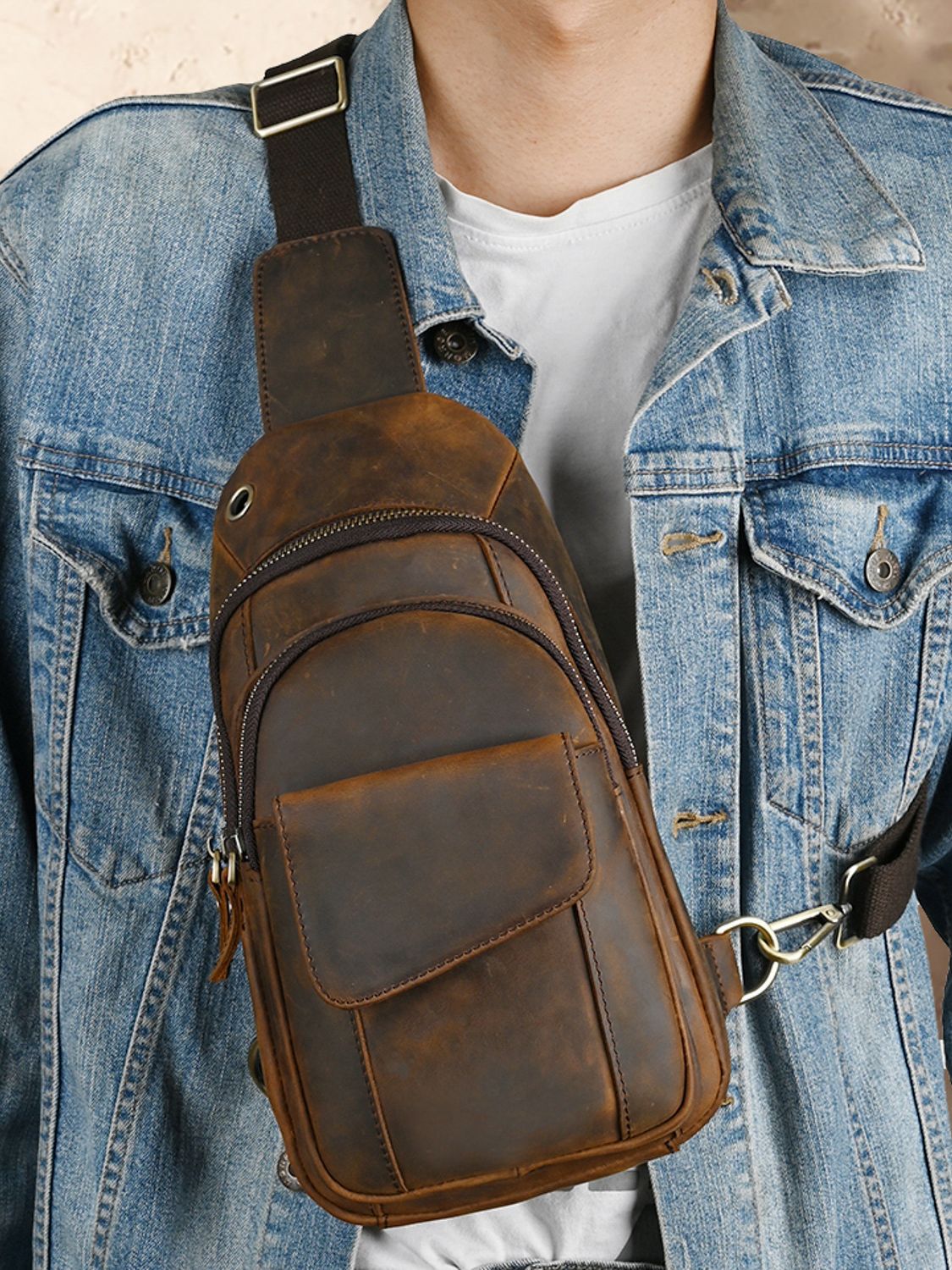 デザイナー高級多機能男性チェストバッグ大容量アウトドア男性ス - Genuine Leather Backpack のレビューと価格