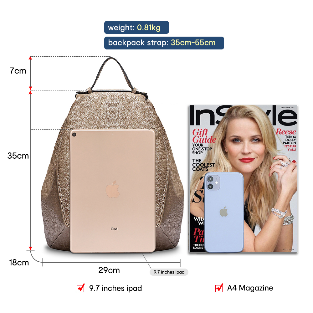 Zency 女性 100% 本革盗難防止バックパック大容量バ - Genuine Leather Backpack のレビューと価格