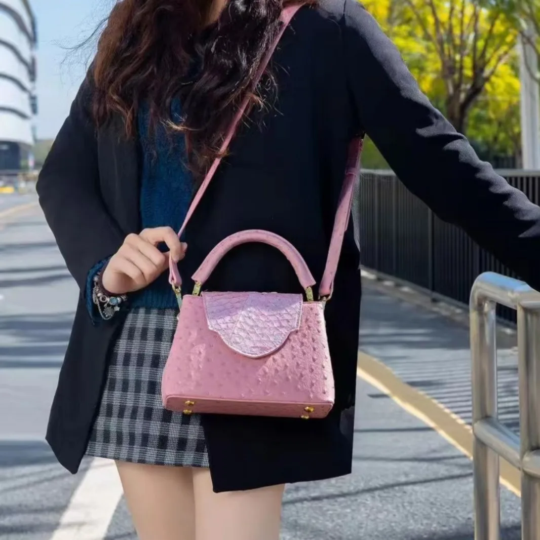 HXia 高級スクエア型レディースバッグ オーストリッチプリ - Luxury Bags In Sale のレビューと価格