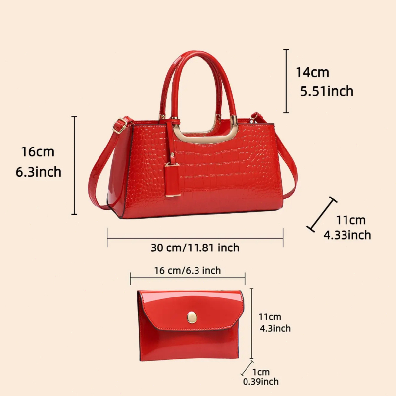 レディースハンドバッグセット、軽量高級PU素材クロスボディシ - Luxury Zipper Bags のレビューと価格