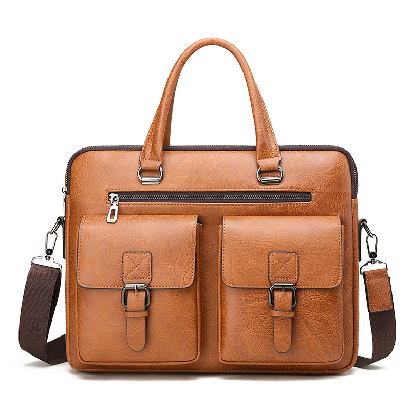 男性用PUレザービジネスブリーフケース,ショルダーバッグ,ラ - Luxury Bags That Fit Laptop のレビューと価格