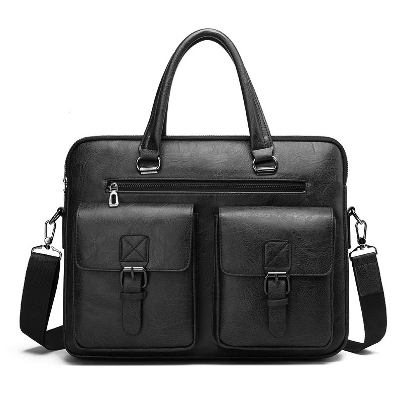男性用PUレザービジネスブリーフケース,ショルダーバッグ,ラ - Luxury Bags That Fit Laptop のレビューと価格