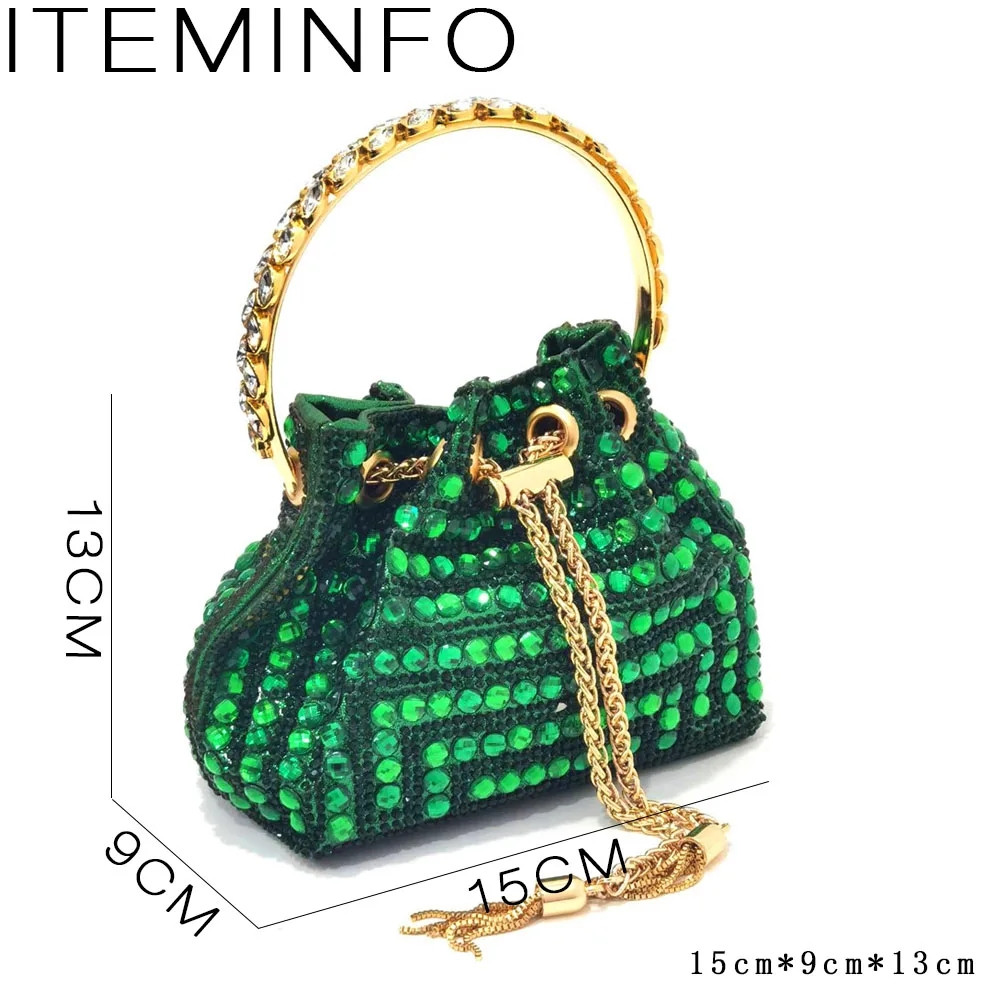ラグジュアリーグリーンラインストーンシューズとバケットバッグ - Luxury Bags Green のレビューと価格