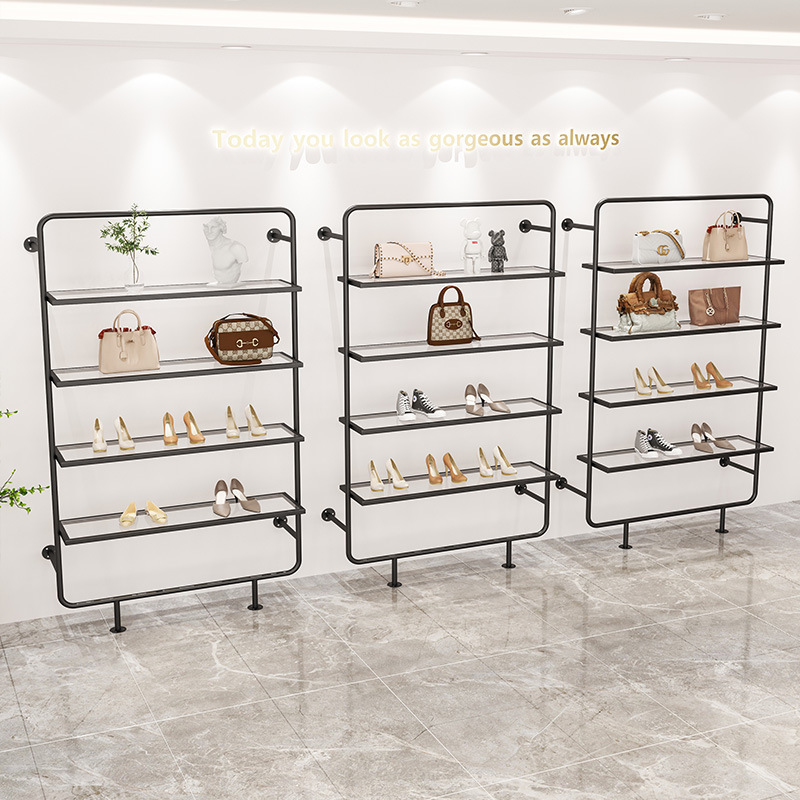 靴屋のバッグ陳列棚、錬鉄製の軽量高級黒色多層靴用品、靴陳列棚 - Luxury Bags In Store のレビューと価格