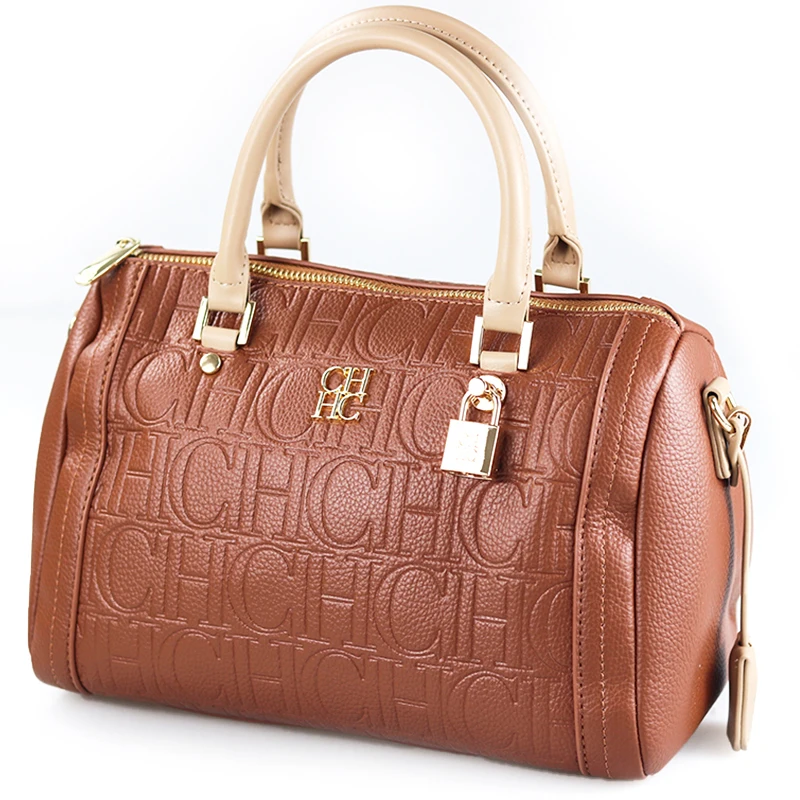 CH レディースハンドバッグ 高級エンボスロゴ ブラウンPU - Luxury Bags In Sale のレビューと価格