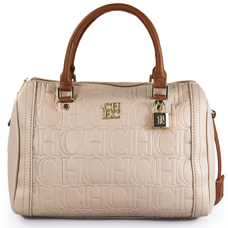 CH レディースハンドバッグ 高級エンボスロゴ ブラウンPU - Luxury Bags In Sale のレビューと価格