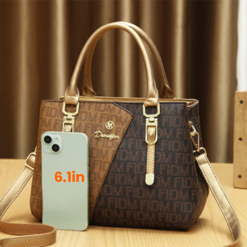 3点セットの女性用バッグ、高級プレミアムレザーのプリント入り - Luxury Zipper Bags のレビューと価格