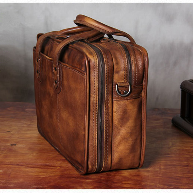 高級ヴィンテージ本革メンズブリーフケース 大型レザービジネス - Luxury Bags That Fit Laptop のレビューと価格