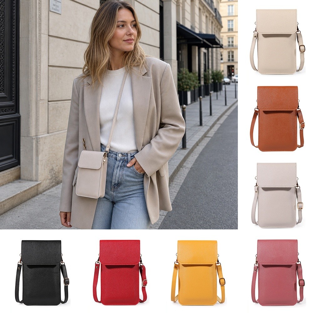 PUレザー製タッチスクリーン対応スマホポーチ ジッパー付きフ - Wristlet Wallet Zipper のレビューと価格