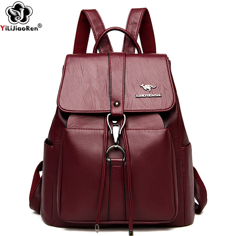 抗盗難バックパック女性のショルダーバッグ有名なブランドレザー - Genuine Leather Backpack のレビューと価格