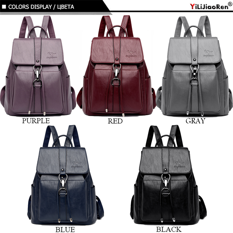 抗盗難バックパック女性のショルダーバッグ有名なブランドレザー - Genuine Leather Backpack のレビューと価格
