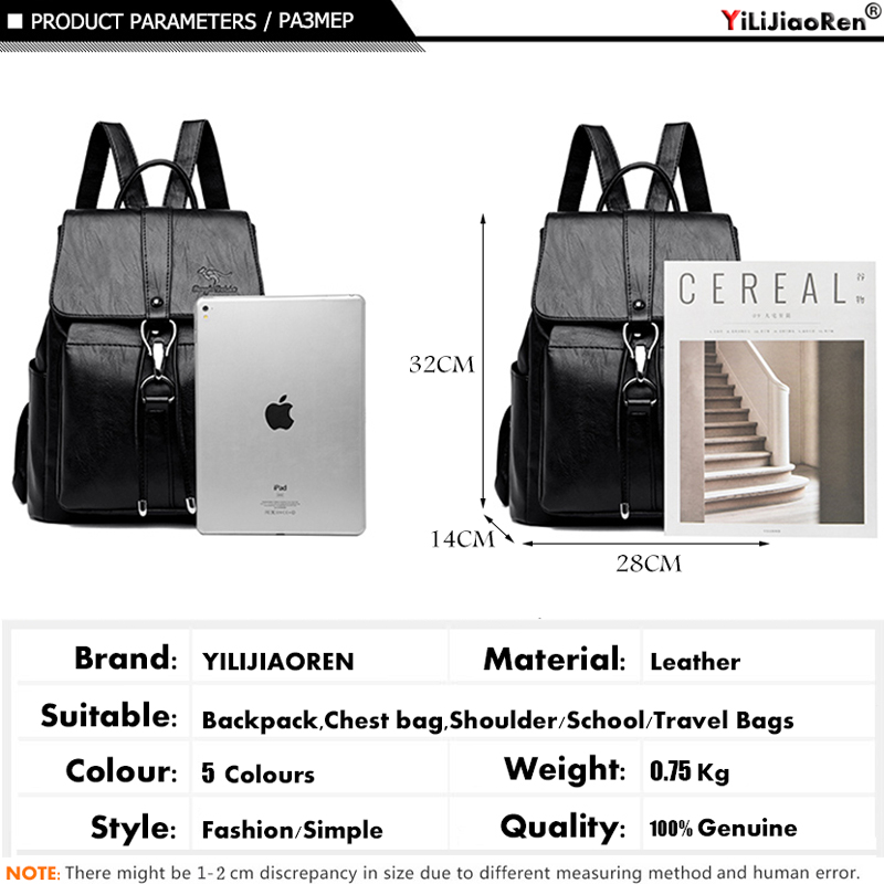 抗盗難バックパック女性のショルダーバッグ有名なブランドレザー - Genuine Leather Backpack のレビューと価格