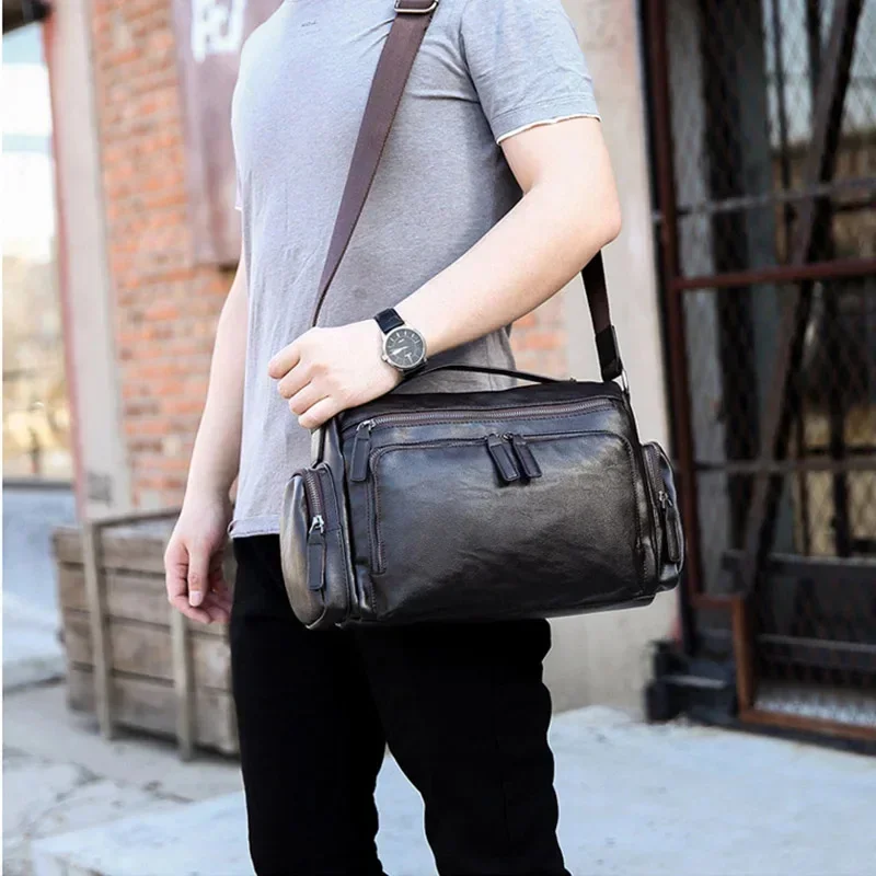男性用レザーショルダーバッグ,クロスボディメッセンジャーバッ - Luxury Bags That Fit Laptop のレビューと価格