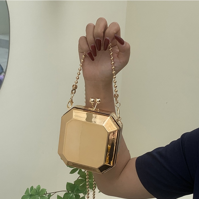 女性のためのゴールデンミニイブニングクラッチ,小さなPVCボ - Luxury Zipper Bags のレビューと価格