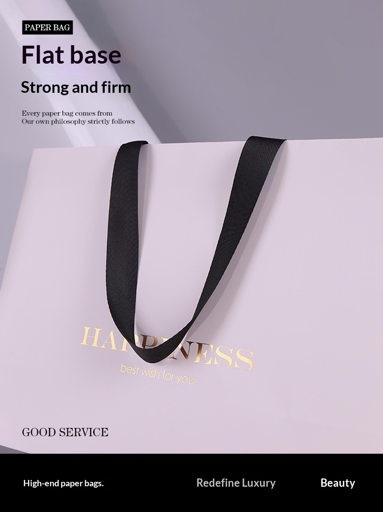 高級感のある白い厚紙製紙袋 防水性 厚手 カスタムロゴ入り  - Luxury Bags In Store のレビューと価格