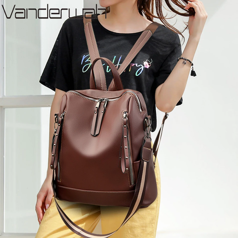デラックスブランドのソフトレザーバックパック,防水,プレッピ - Genuine Leather Backpack のレビューと価格