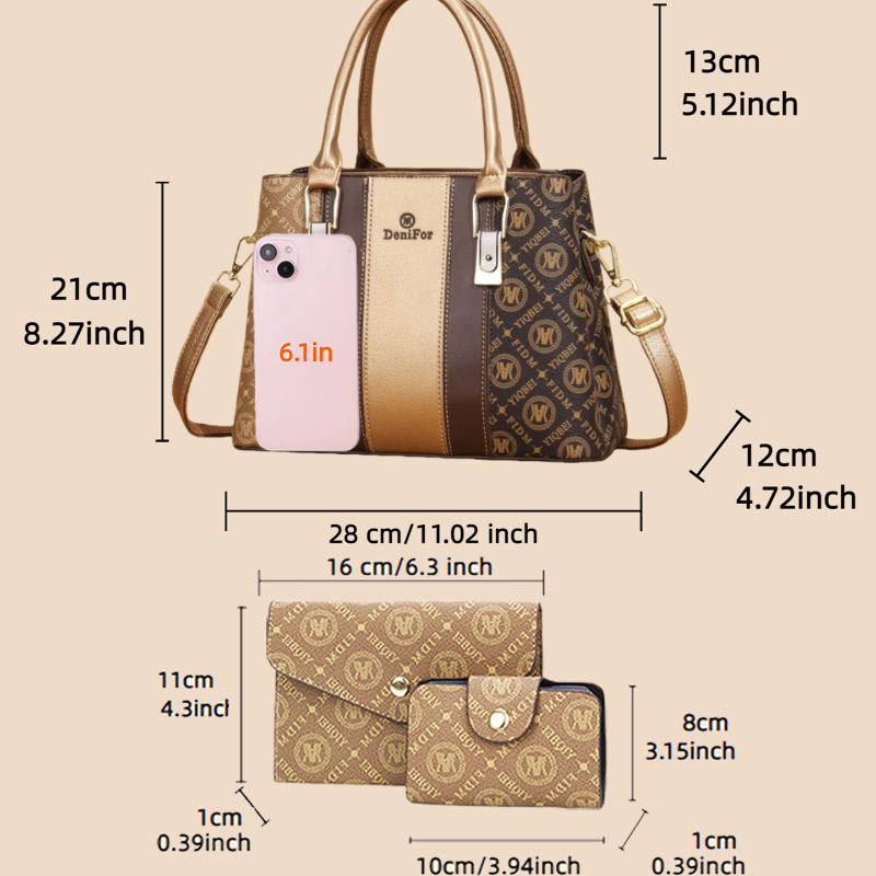 3点セットの女性用ハンドバッグ、スプライスデザイン、軽量高級 - Luxury Zipper Bags のレビューと価格