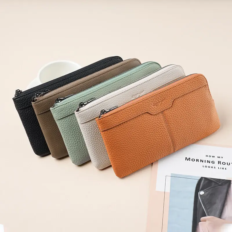 男性と女性のための本物の革のリストレットウォレット、携帯電話 - Wristlet Wallet Zipper のレビューと価格