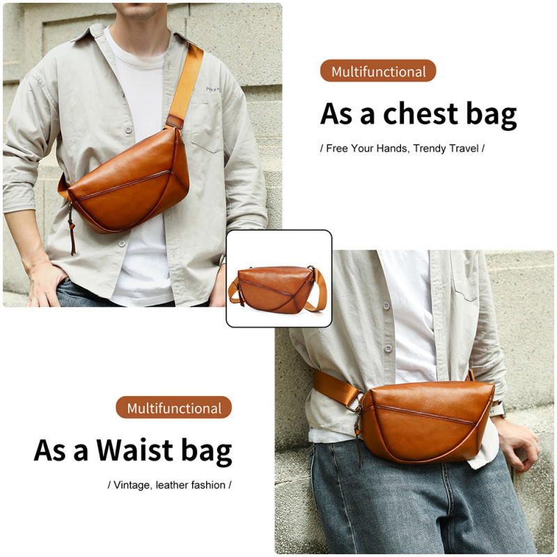 ヴィンテージ風ダメージ加工本革メンズチェストバッグ カジュア - Saddle Bag Distressed のレビューと価格