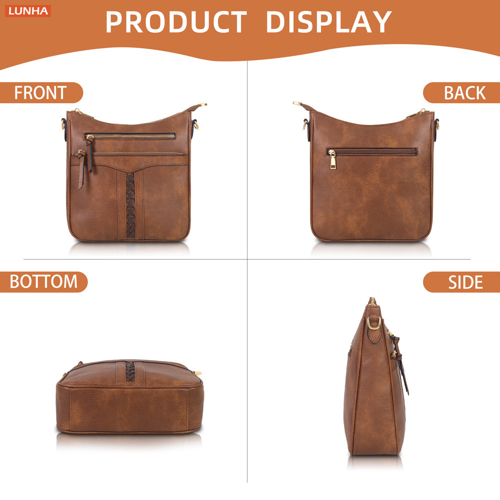 ヴィンテージ風編み込みバケットクロスボディバッグ、ボヘミアン - Saddle Bag Distressed のレビューと価格