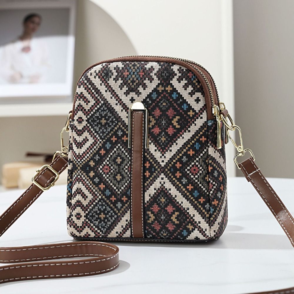 ファッションボヘミアンスタイルプリント電話バッグPUレザーエ - Luxury Bags For Summer のレビューと価格