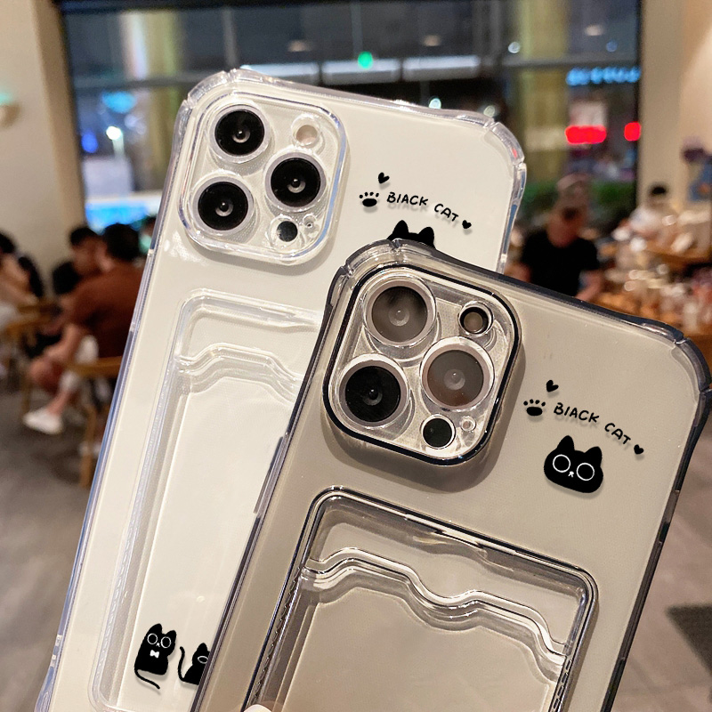 可愛い黒猫カードホルダー付き財布型スマホケース iPhone - Luxury Bags In Store のレビューと価格